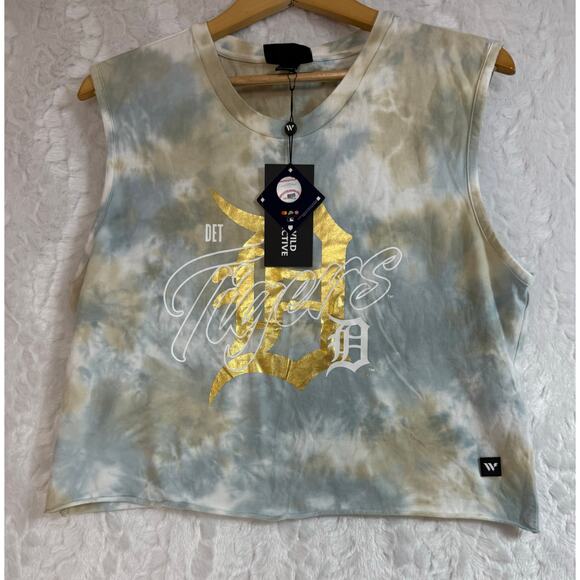 NWT Wild Collective x MLB Gold Detroit Tigers Washed Tie-Dye Muscle Tank Top Med - Picture 2 of 14